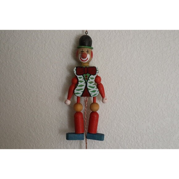 M. Gschnitzer Austria Wood Jester Clown Puppet Pull String Vintage Ornament 8.25 - Picture 3 of 12